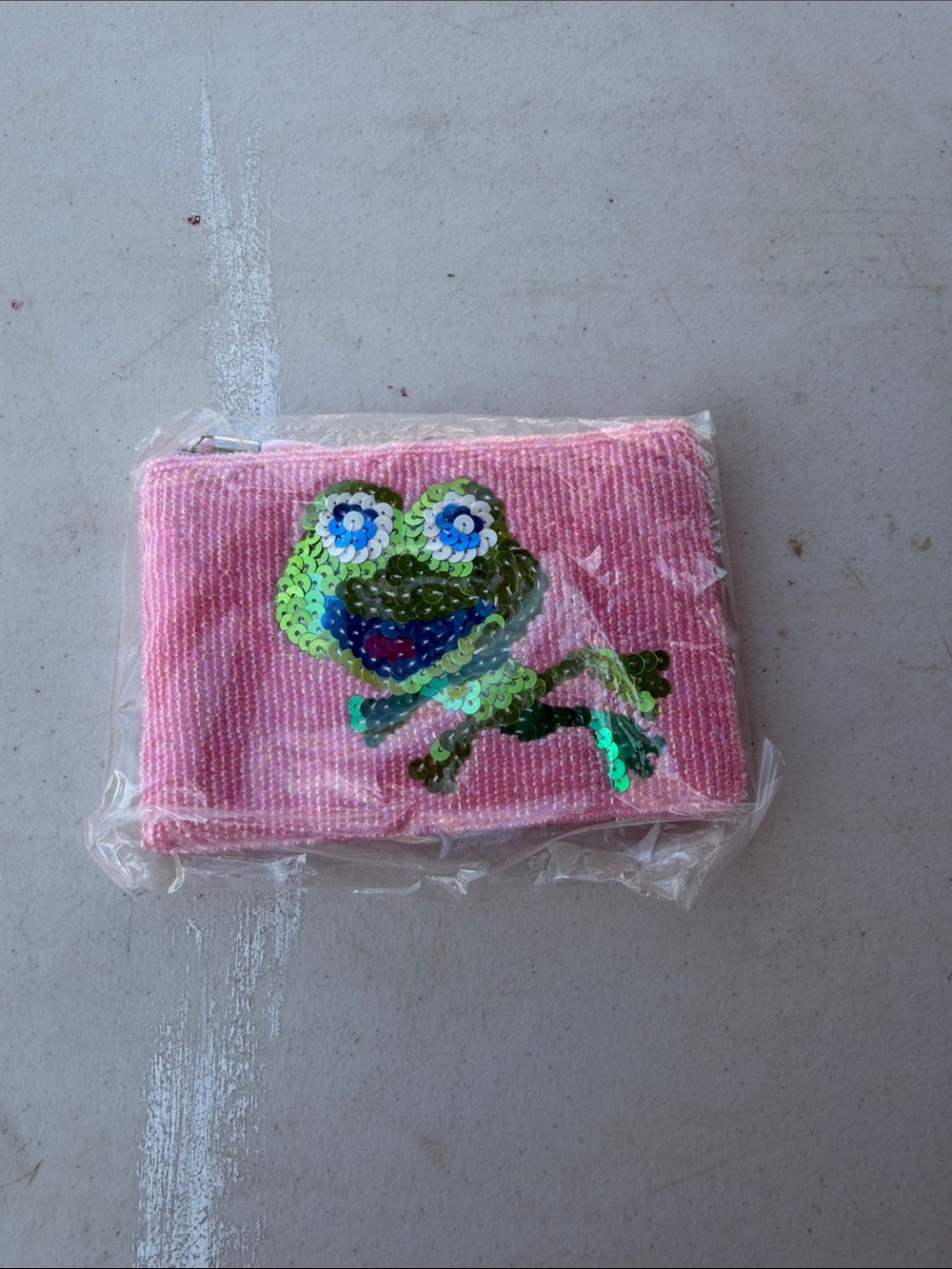 NWT Vintage 2000s Y2K Ermo Sequin Frog Pink Wrist Wallet